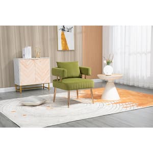 Green Velvet Accent Chair with Golden feet for Living Room Bedroom