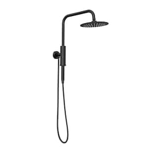 Aquarius 1-Spray Patterns 1.8 GPM 8 in. Wall Mount Dual Shower Heads in Matte Black