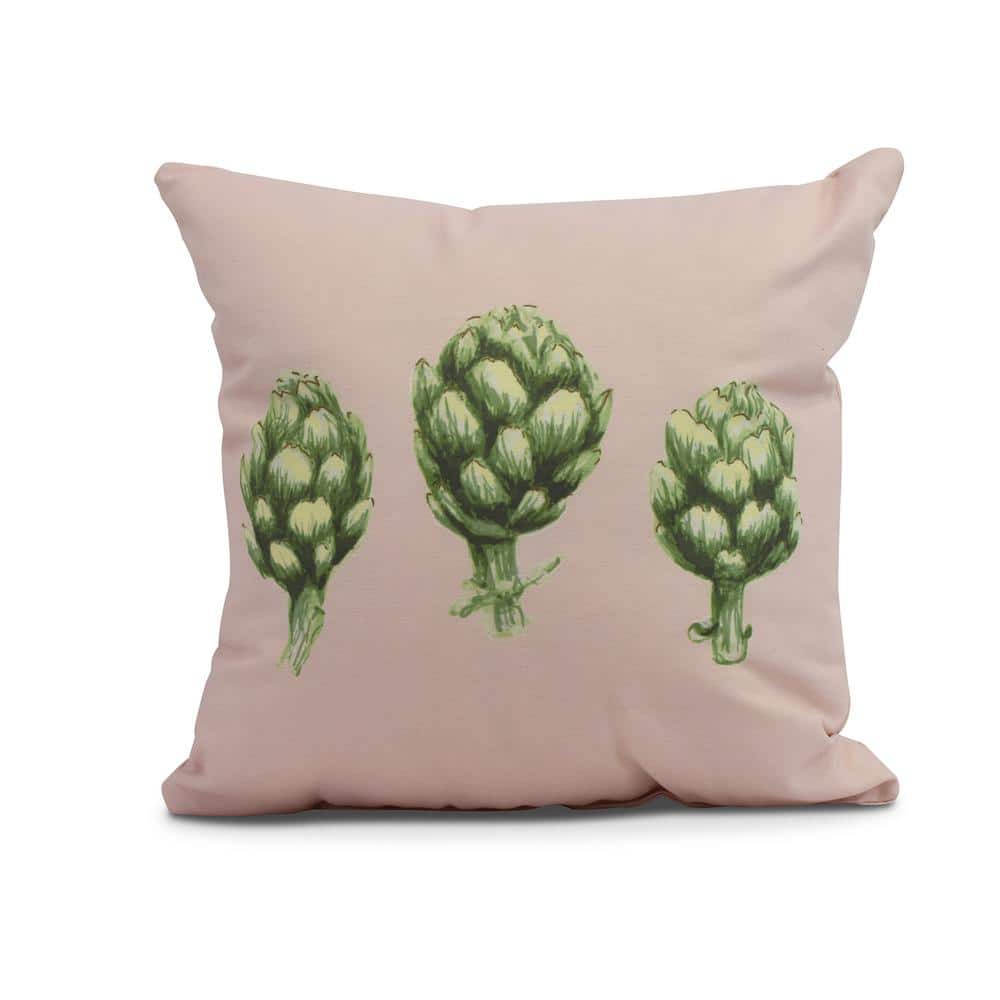 Artichoke Pale Pink Decorative Floral Throw Pillow