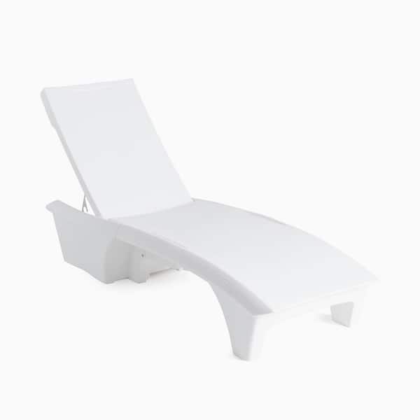 Vero White Plastic Outdoor Chaise Lounge with Adjustable Back for In-Pool and Patio Use