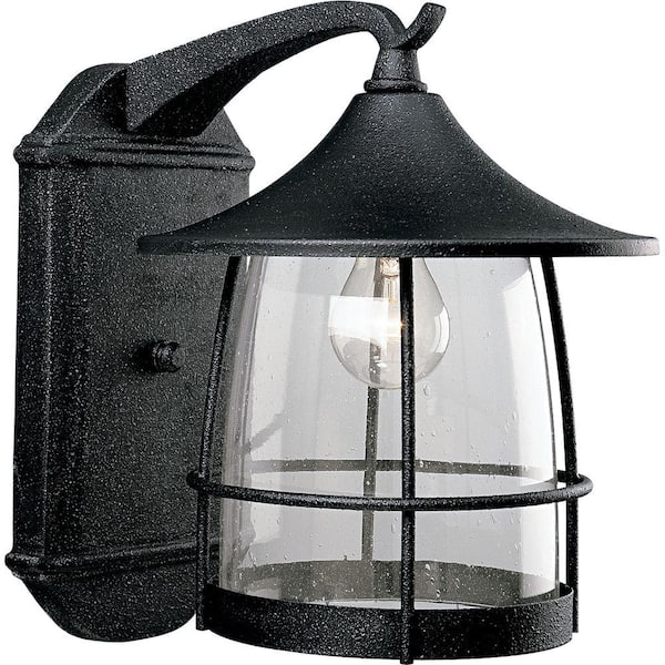 Progress Lighting Prairie Collection 1-Light Gilded Iron Clear Seeded Glass Craftsman Outdoor Large Wall Lantern Light
