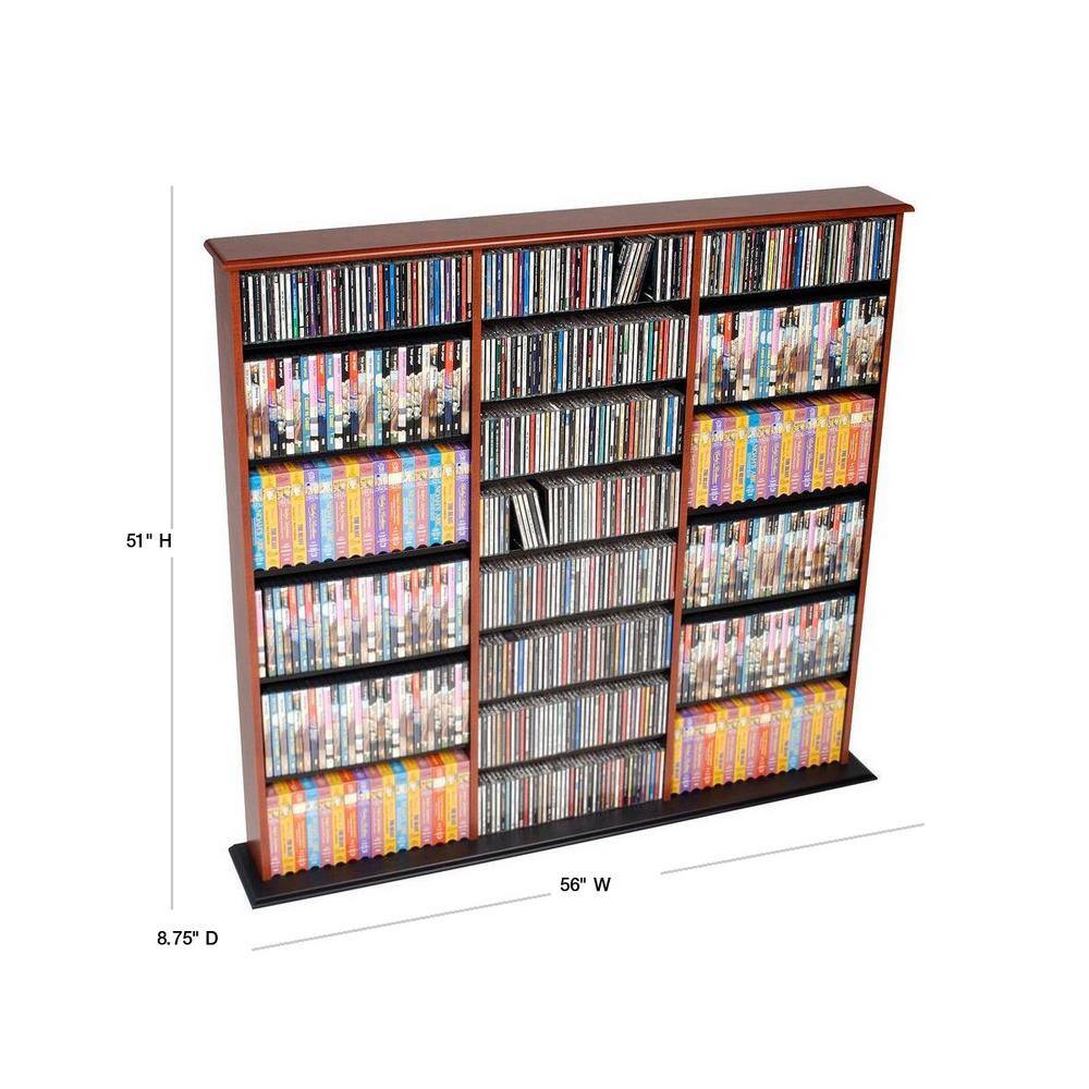 Cherry and Black Triple Width Media Storage Tower