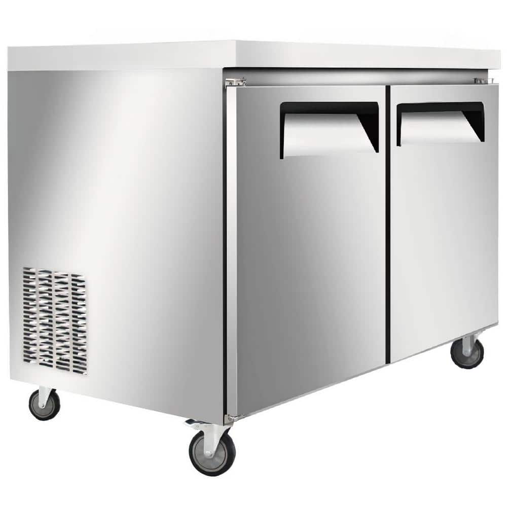 36.5 in. W 9.68 cu. ft. Commercial NSF Undercounter 2 Solid Doors refrigerator EU36R in Stainless Steel