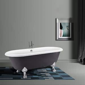 Luxurious 67 in. Acrylic Clawfoot Bathtub Non-Whirlpool Soaking Bathtub in Gray