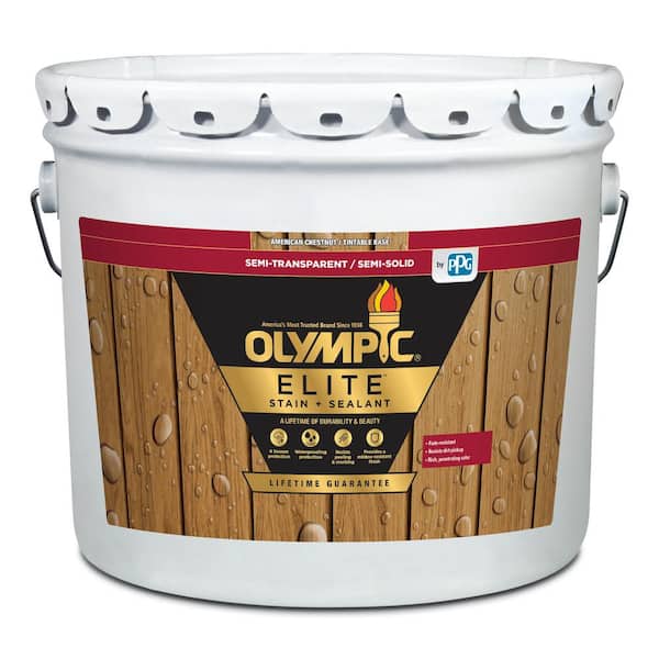 Olympic Elite 3 gal. American Chestnut Semi-Transparent Stain and Sealant in One Low VOC
