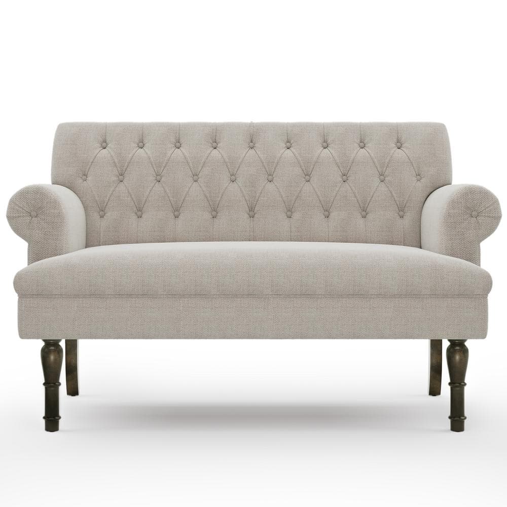 wetiny 58 in Wide Flared Arm Fabric Mid-Century Modern Straight Sofa in ...