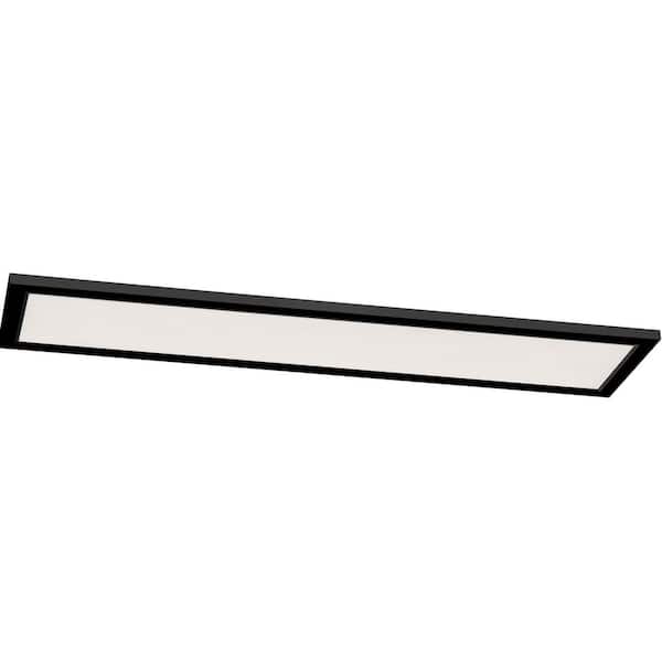 Lugano 12 in. 1-Light Black LED Flush Mount with White Acrylic Shade