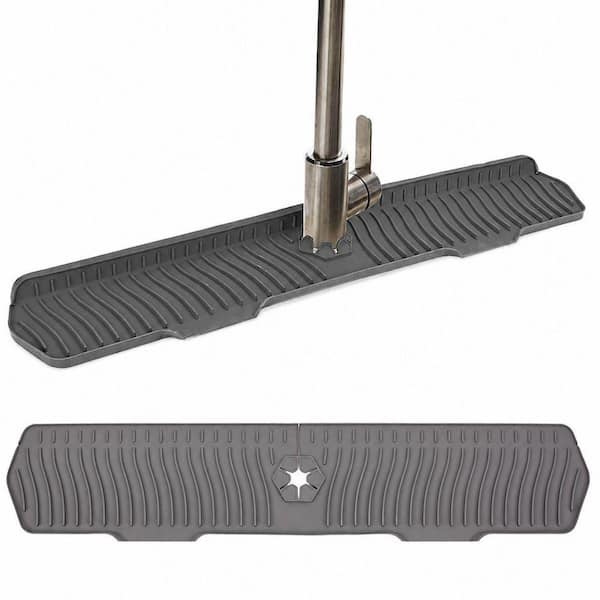 Gray Silicone Kitchen Sink Splash Guard Faucet Drying Mat Large 29.7 in. x 6 in. Foldable for Countertops
