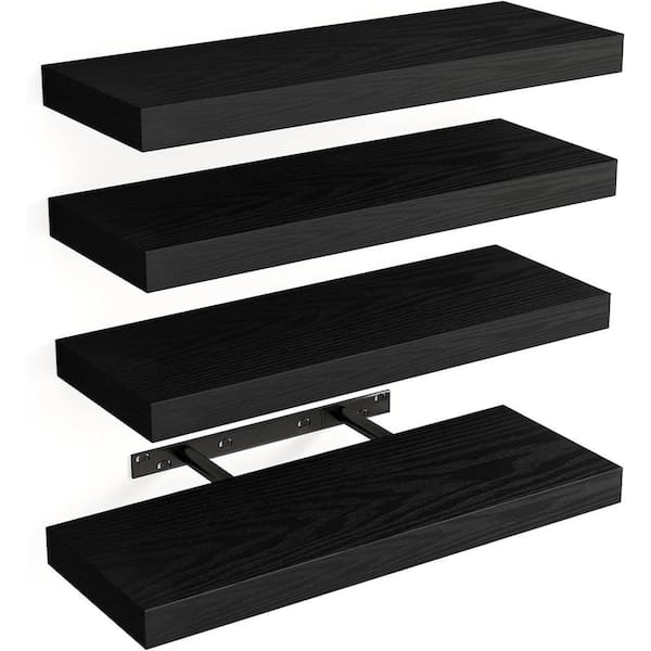 15.8 in. W x 5.5 in. D Black Decorative Wall Shelf, (Set of 4)