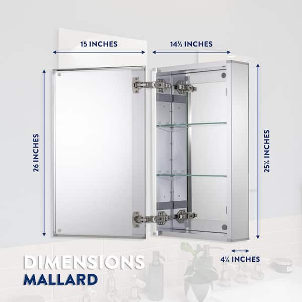 Croydex 15-in x 25-in Surface/Recessed Mount Silver Mirrored Soft Close Medicine Cabinet