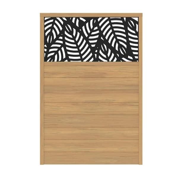 6 ft. x 4 ft. Cypress Vinyl Fence with Sanibel Black Decorative Screen