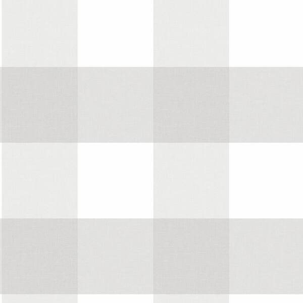 NuWallpaper Farmhouse Plaid Grey Wallpaper Sample