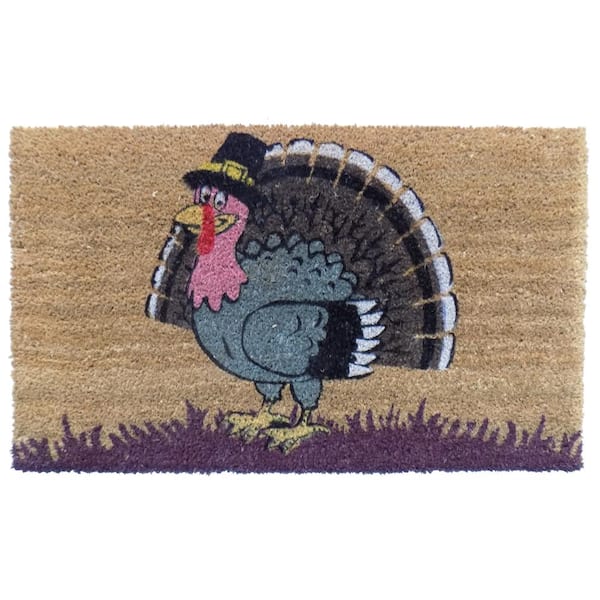 PVC Backed Coir, Turkey, 30 in. x 18 in. Natural Coconut Husk Door Mat