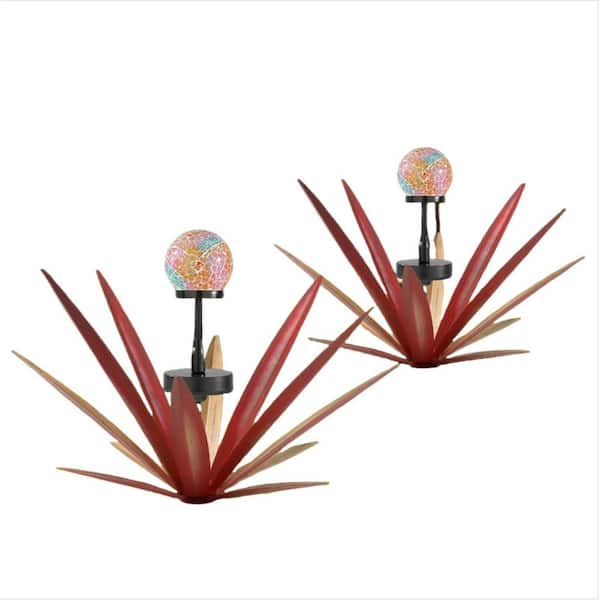 Metal Metal Agave Garden Statue Red 2-Pieces