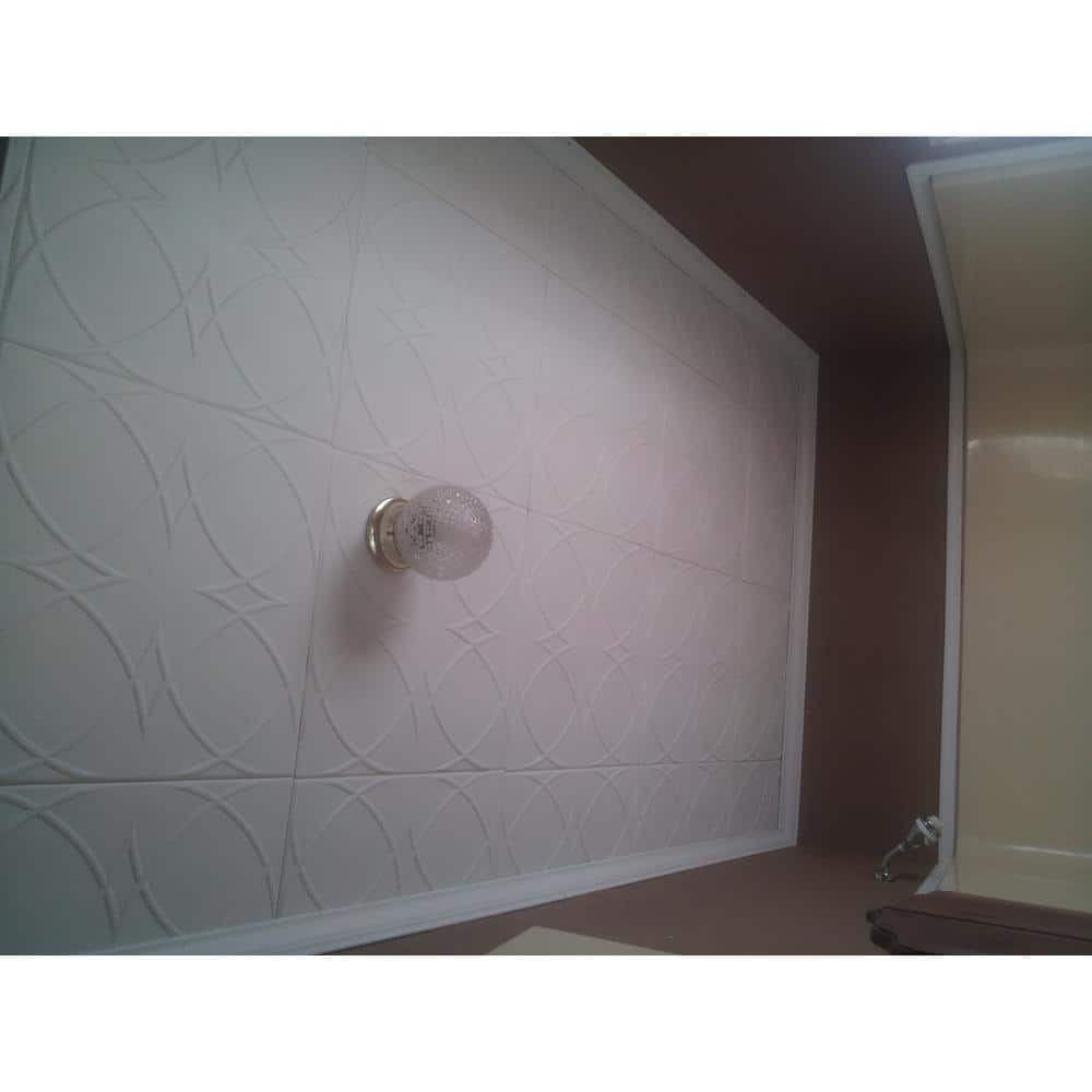 Plain White Polystyrene Glue-Up Ceiling Tile with Circles and Stars Design