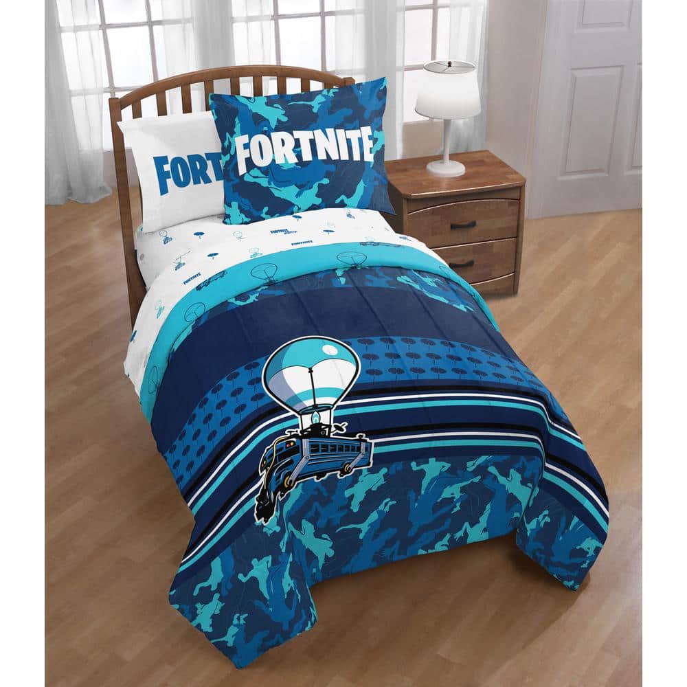Battle Bus 5 Piece Twin Bed Set Blue/Navy JF40675EPCD - The Home Depot