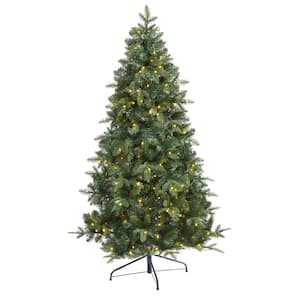 6 ft. Pre-Lit Grand Teton Spruce Flat Back Artificial Christmas Tree with 180 Clear LED Lights