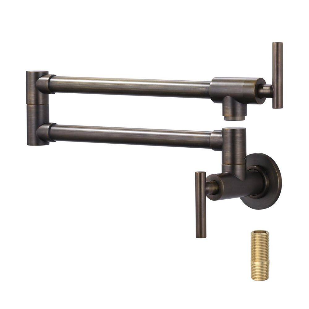 Wall Mounted Pot Filler 2-Handles Kitchen Faucet with 360° Spout Swivel in Antique Bronze price history on PriceWatchPro