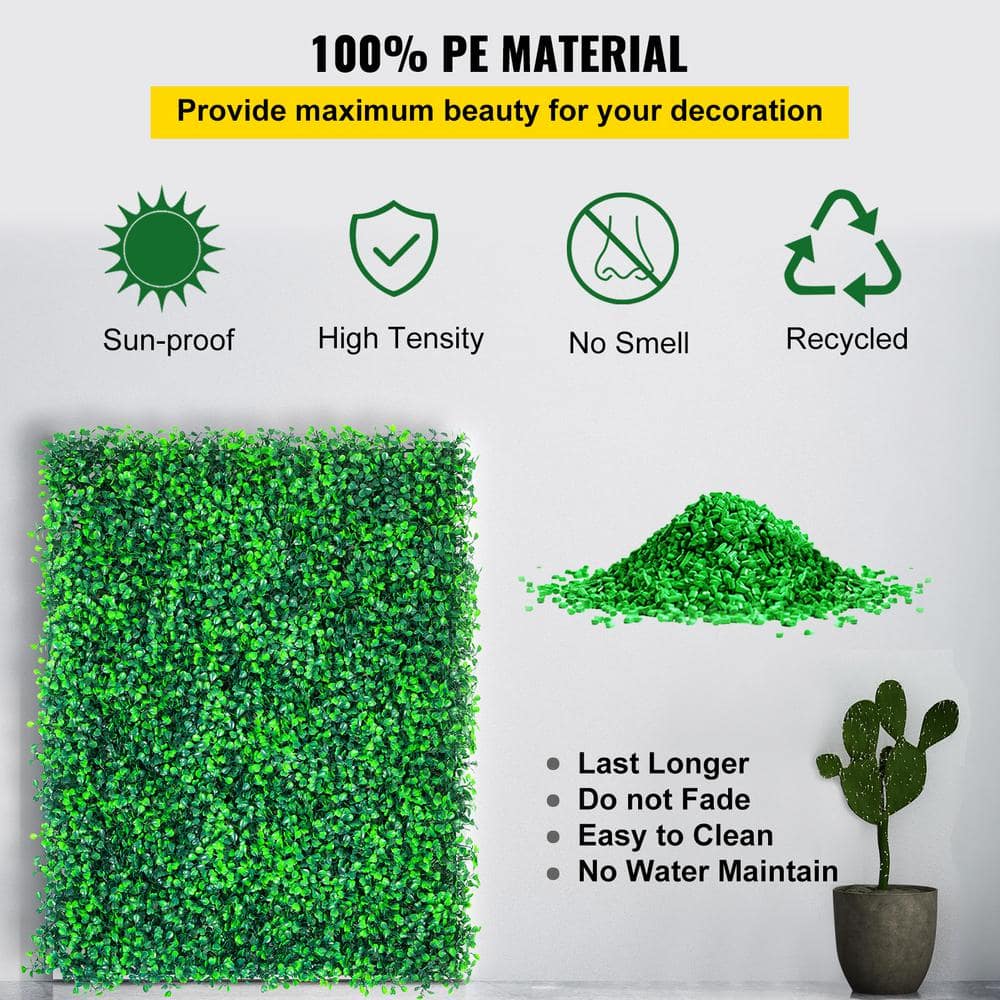 Green Artificial Boxwood Panels with Lights for Outdoor Decor