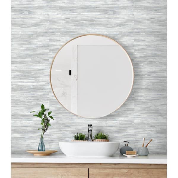 56 sq. ft. Dove Grey and Bluestone Southport Faux Grasscloth Prepasted Paper Wallpaper Roll
