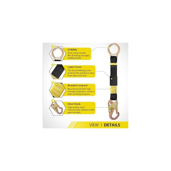 KIWDZFU 18 D-Ring Extender Fall Protection Lanyard System with