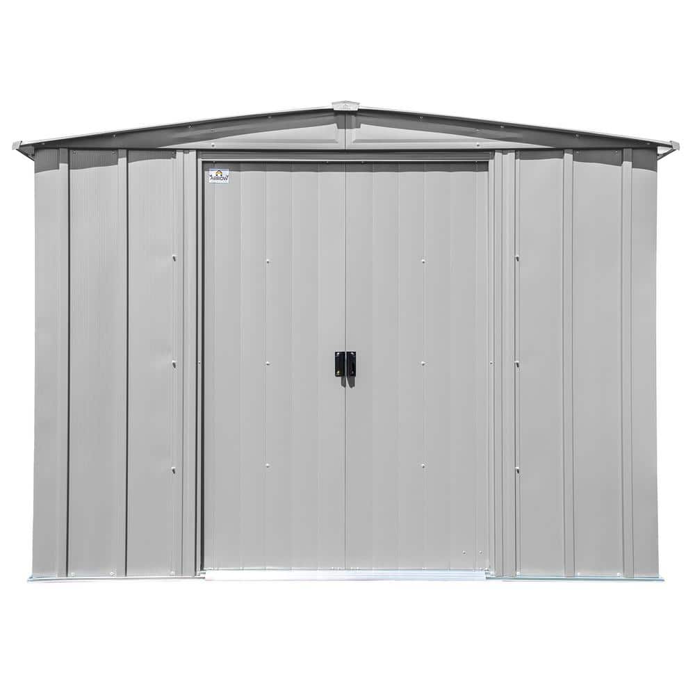 8 ft. x 8 ft. Flute Grey Steel Storage Shed with Sliding Doors