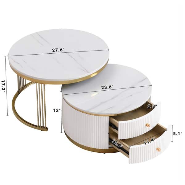 Harper & Bright Designs Modern 27.6 in. White and Gold Wood Harper & Bright Designs Modern 27.6 in. White and Gold Wood