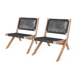 Athens Gray-Washed Wood Outdoor Lounge Chair in Charcoal (Set of 2)