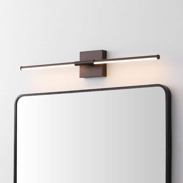 Makena 28 in. 2-Light Oil Rubbed Bronze Dimmable Integrated LED Modern Metal Wall Sconce