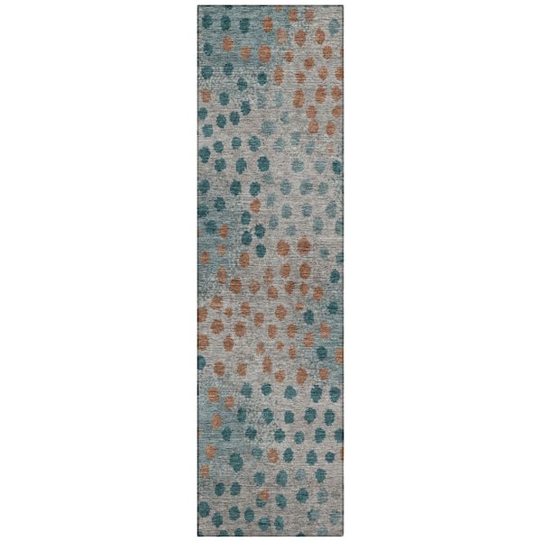 Chantille Machine Washable Indoor/Outdoor Abstract ACN2965 Teal 2 ft. x 7 ft. Runner Rug