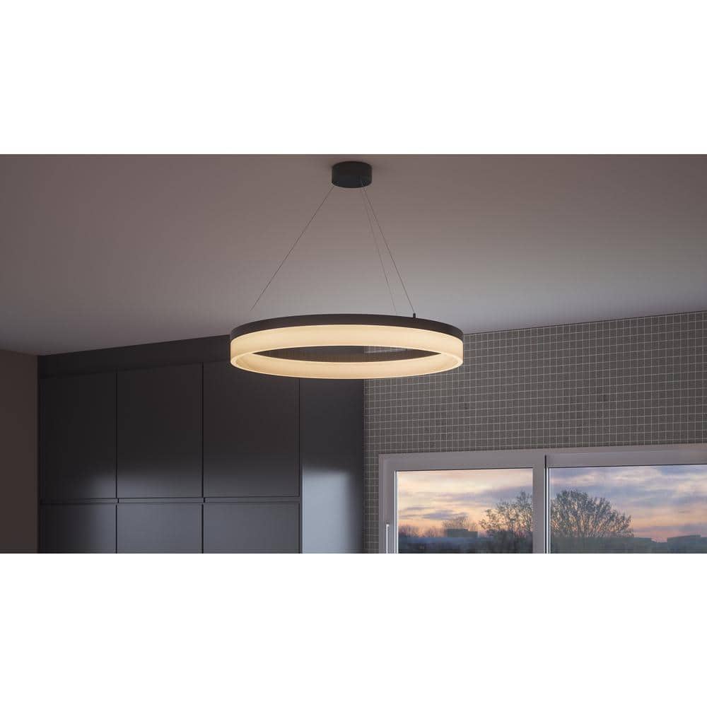 Cohen Contemporary LED Pendant in Oil-Rubbed Bronze with Etched Acrylic Shade