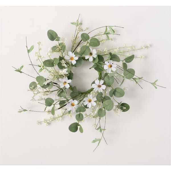 SULLIVANS 18" Artificial Daisy and Eucalyptus Mini Wreath
