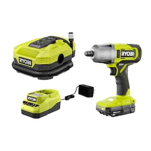 ONE+ 18V Cordless 2-Tool Combo Kit with 1/2 in. Impact Wrench, Inflator, 2.0 Ah Battery, and Charger
