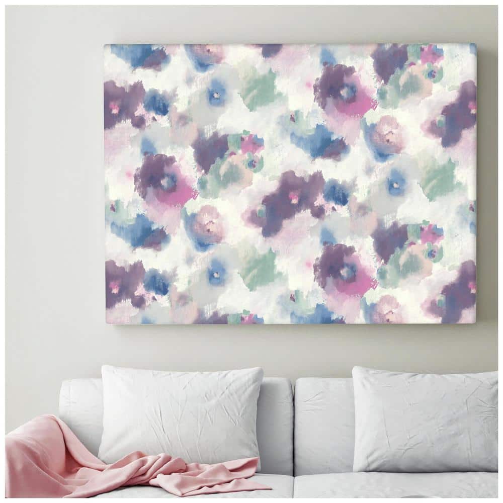Impressionist Pink and Blue Floral Peel and Stick Wallpaper
