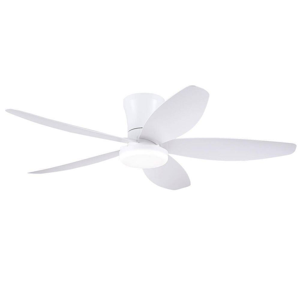 48 in. Indoor/Outdoor Flush Mount Modern White Ceiling Fan with Dimmable 3 Color LED Light and Remote/APP Control price history on PriceWatchPro