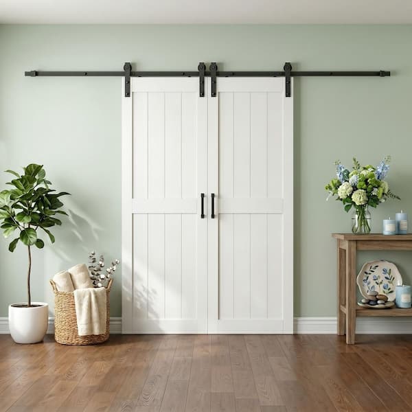 GOLDENPOLEY 60 in. x 84 in. (Double 30 in.) H Panel White Finished