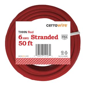 50 ft. 6 Gauge Red Stranded Copper THHN Wire