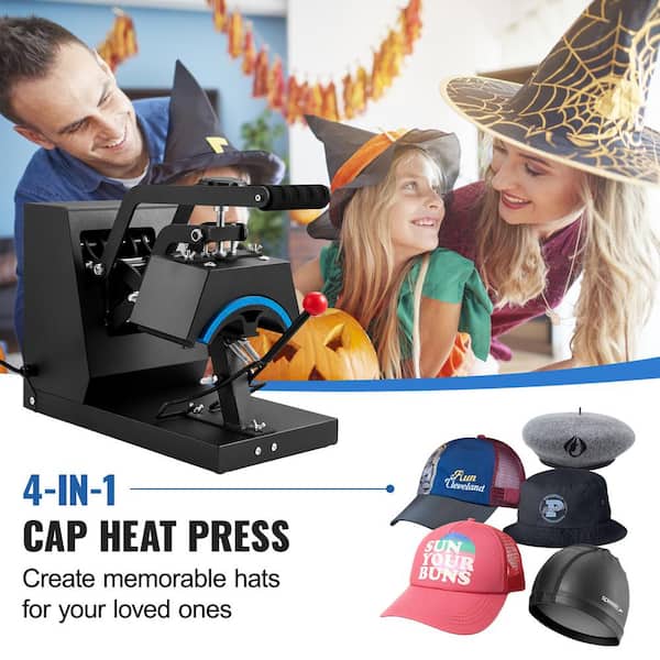 4-in-1 Cap Heat Press Machine, 6x3 to 8.1x3.5 in.es Heating Pads, LCD Digital Timer & Temperature Control, Sublimation