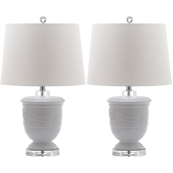SAFAVIEH Shoal 23.5 in. White Urn Table Lamp with Off-White Shade (Set of 2)