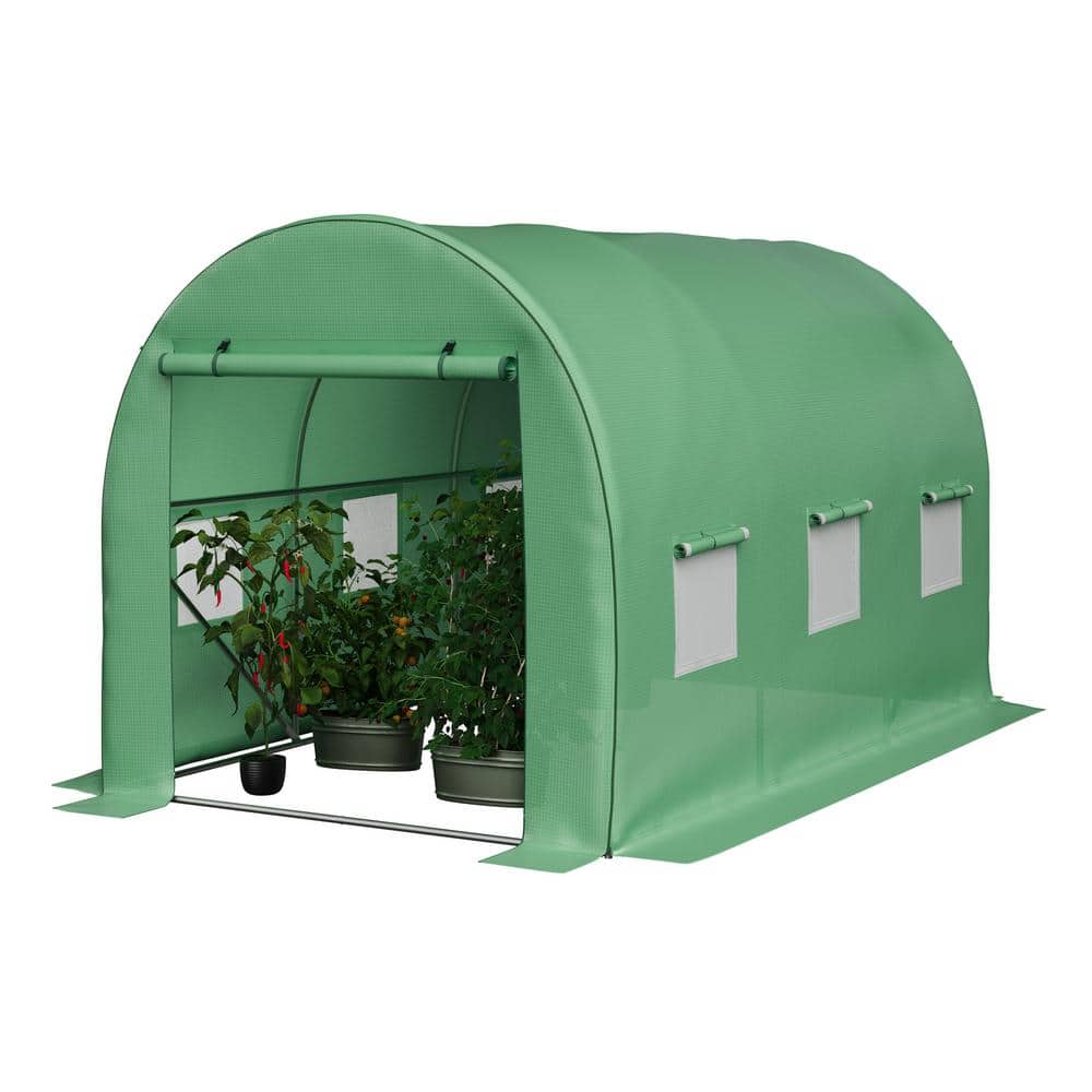 Green Polyethylene Walk-In Greenhouse with Steel Frame