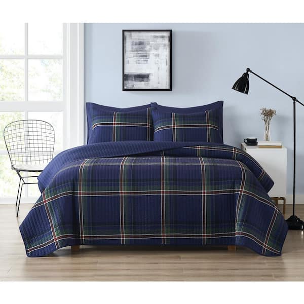 Truly Soft Bronson Plaid King 3-Piece Multicolor Microfiber Quilt Set