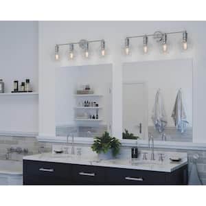 Hansford Collection 33-1/2 in. 4-Light Polished Nickel Clear Glass Coastal Bathroom Vanity Light