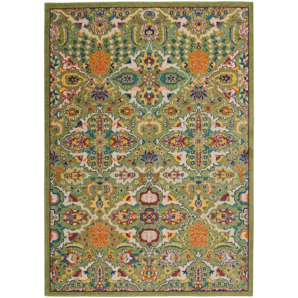 Nourison Allur Sage Ivory 5 ft. x 7 ft. Floral Bohemian Modern Area Rug