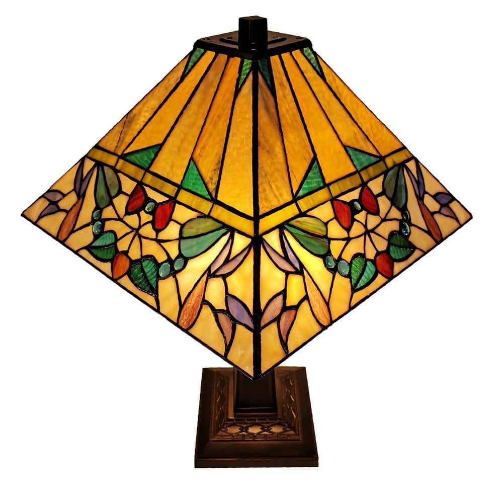 Amora 22" Tall Bronze Tiffany Style Stained Glass Table Lamp