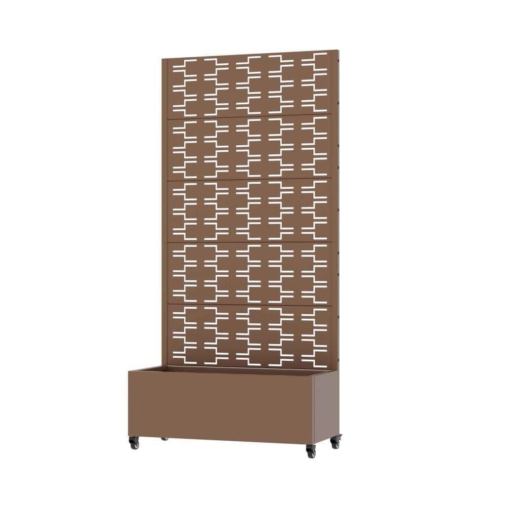 72 in. H x 35 in. W Brown Planter Box Metal Privacy Screen Garden Bed with Trellis for Climbing Plants price history on PriceWatchPro