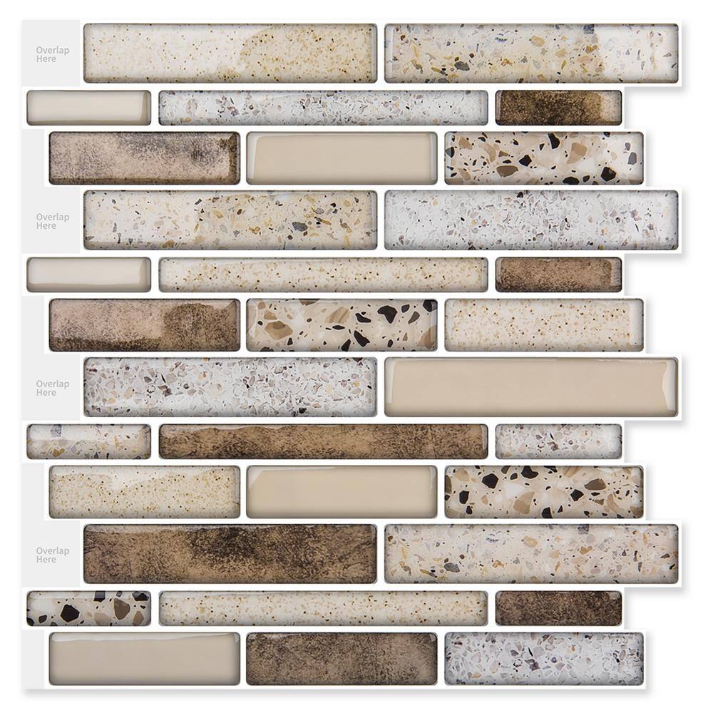 Crescendo Terra Brown / Beige 9.73 in. x 9.36 in. Vinyl Peel and Stick Tile  (2.30 sq. ft./ 4-pack)