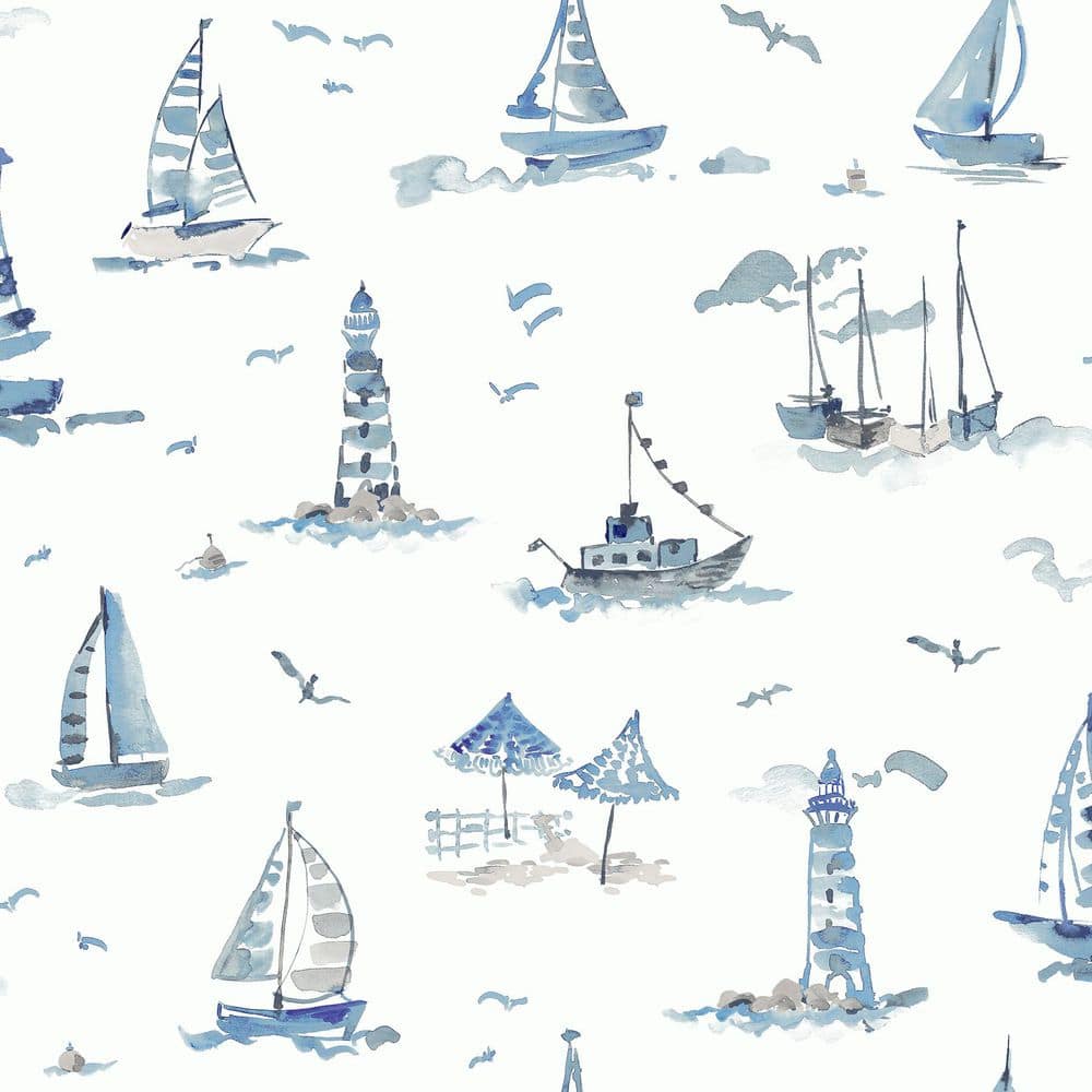 Set Sail Blue Peel and Stick Wallpaper Sample