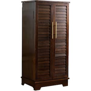 Port Chocolate Jewelry Armoire 38 in. H x 18 in. W x 13.3 in. D with 7 Drawers