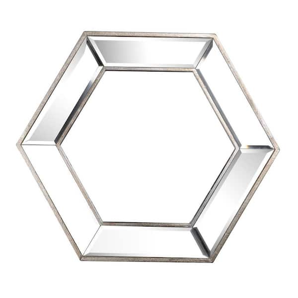 20.00 in. W x 18.00 in. H Hexagon Framed Vertical/Horizontal Wall Mount Bathroom Vanity Mirror in Silver