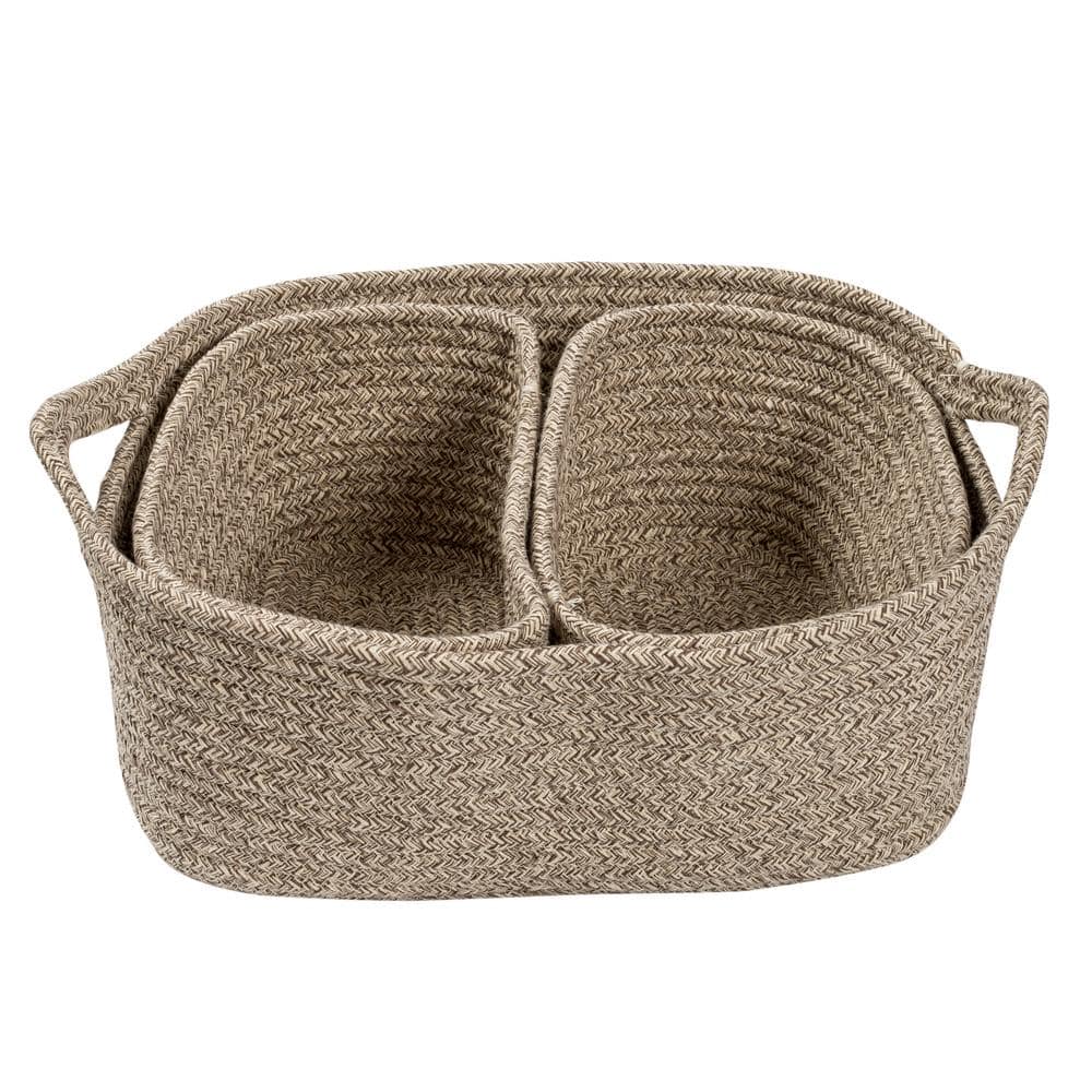 Champagne Wicker Rectangular Nesting Storage Basket Set